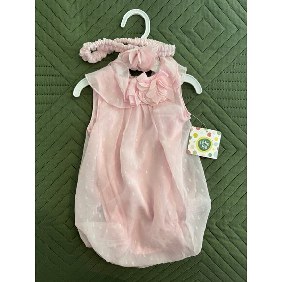 New Little Me 2-Piece Sparkle Bubble Romper & Headband Set – 9 Months - Picture 1 of 8